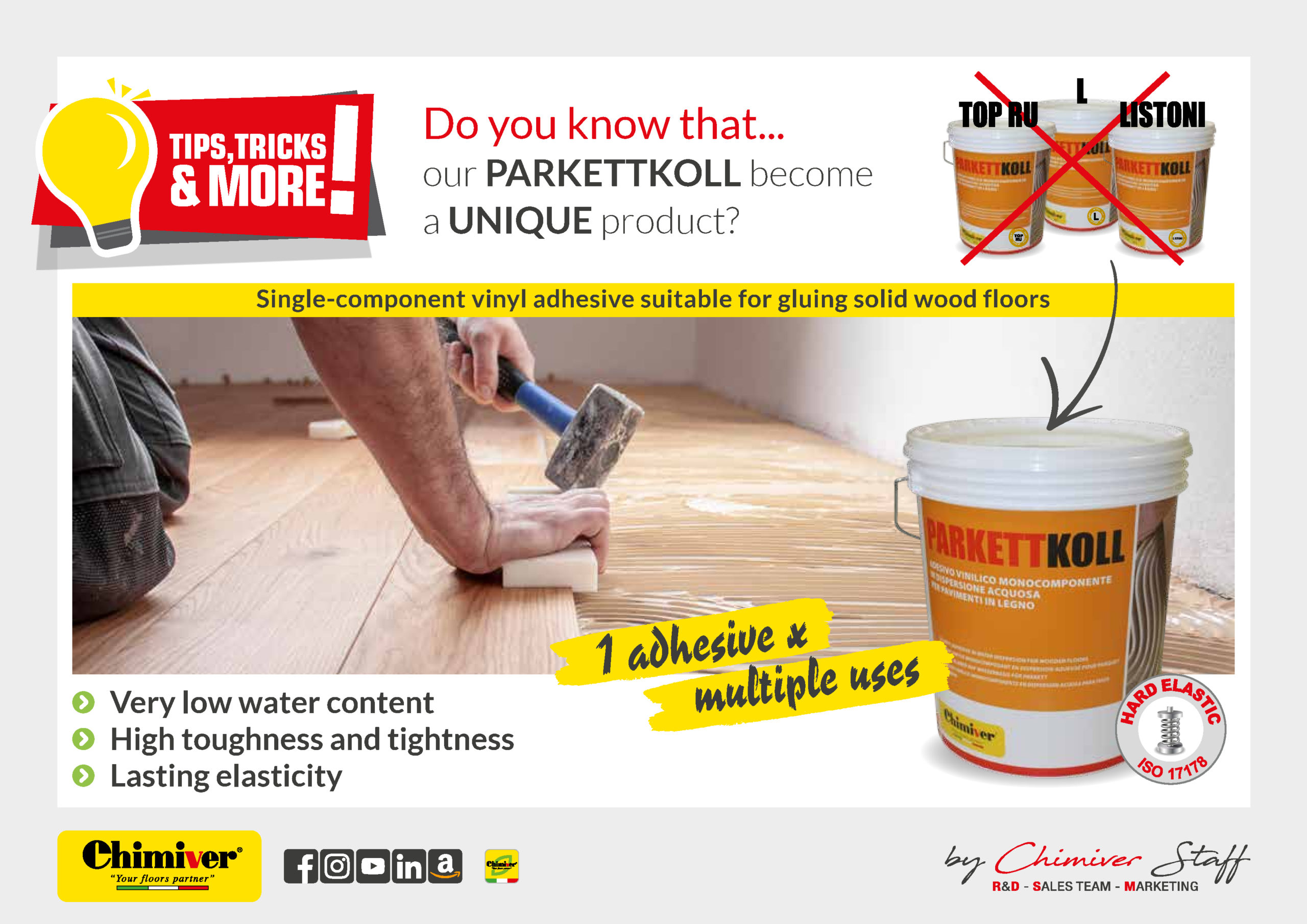 PARKETTKOLL: the new Chimiver universal adhesive for gluing parquet