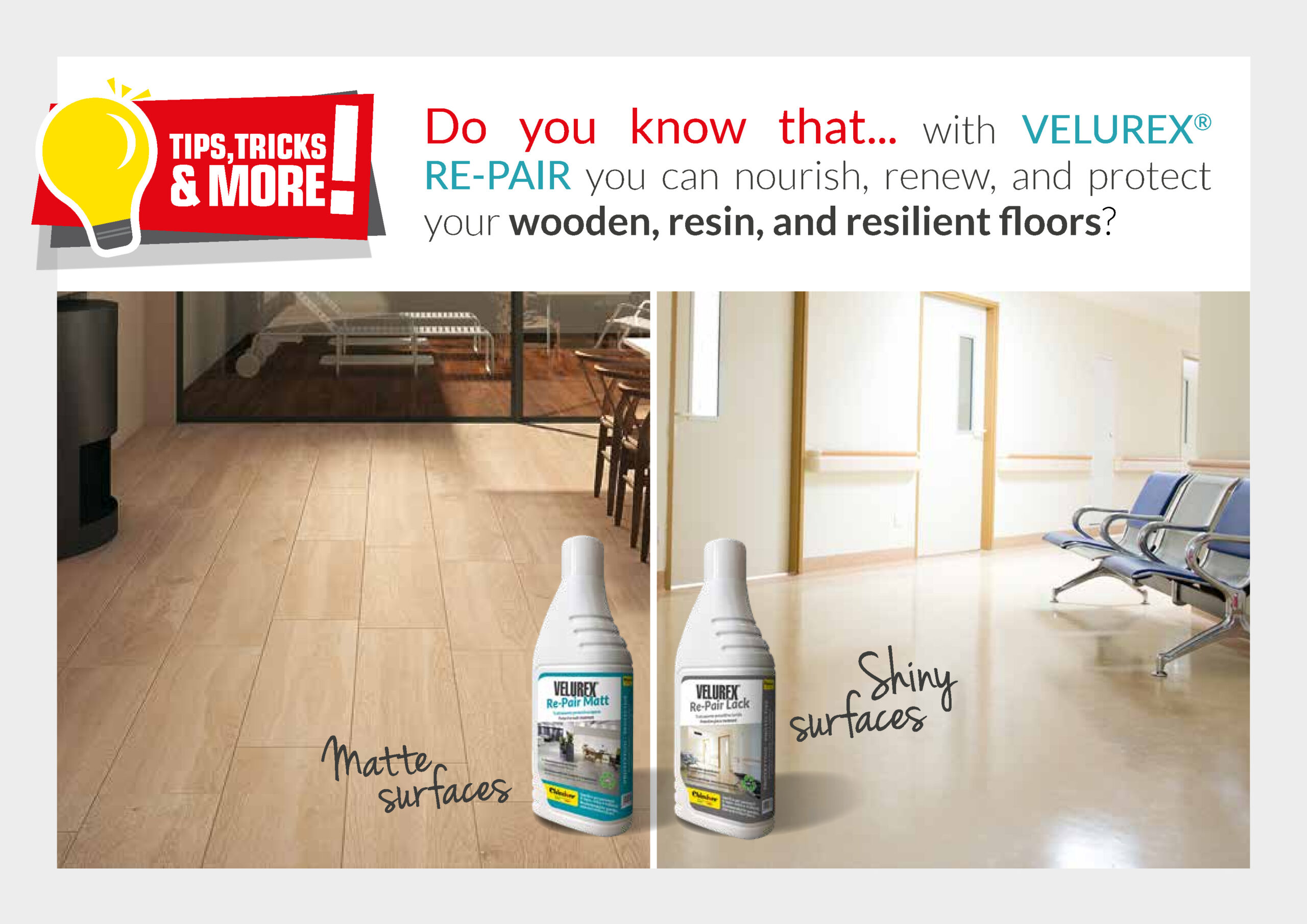 VELUREX RE-PAIR: DIY solution to restore your flooring (Parquet, Resin, LVT, PVC, SPC, Linoleum)