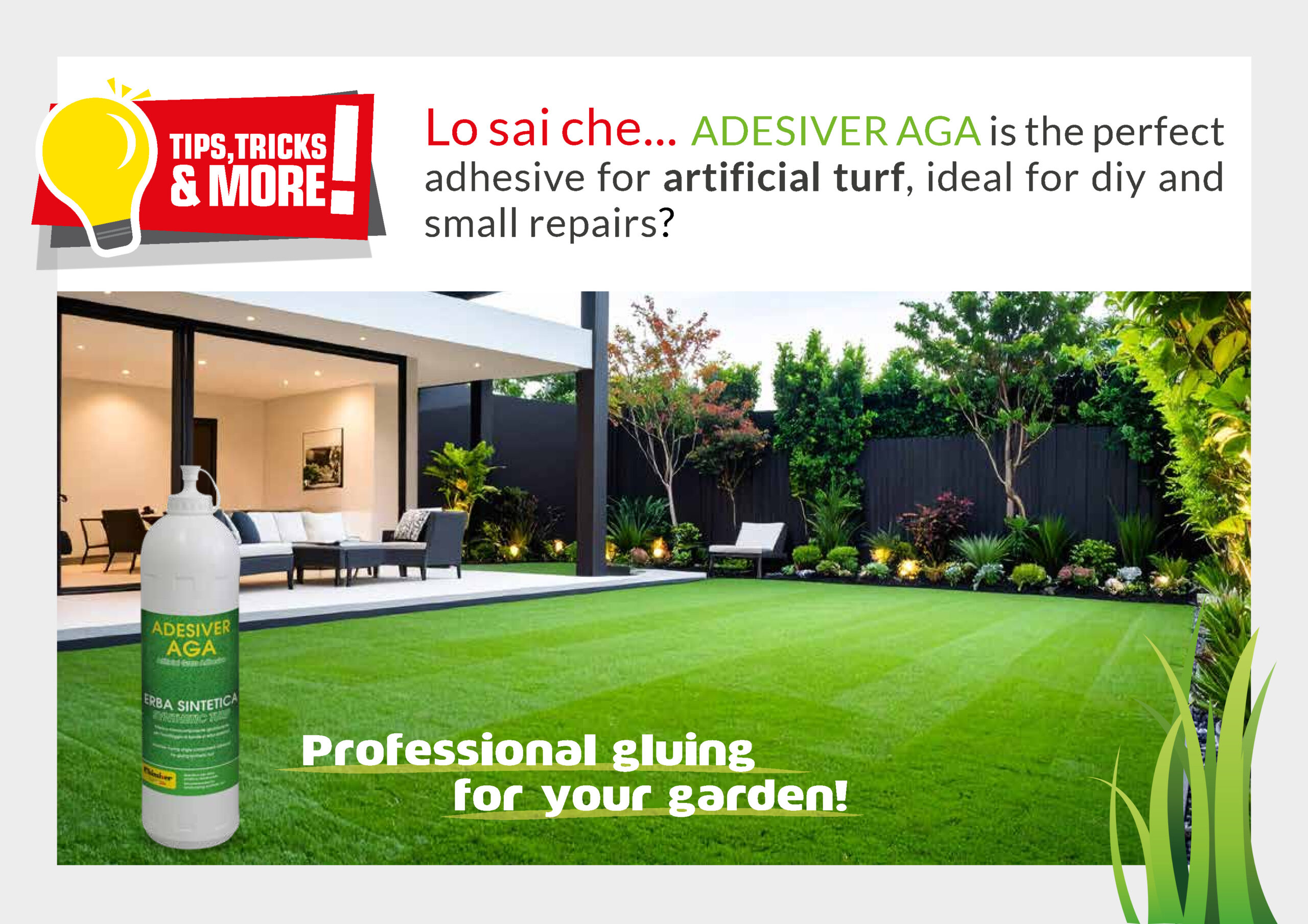 ADESIVER AGA: the perfect adhesive for artificial turf, for DIY and small repairs